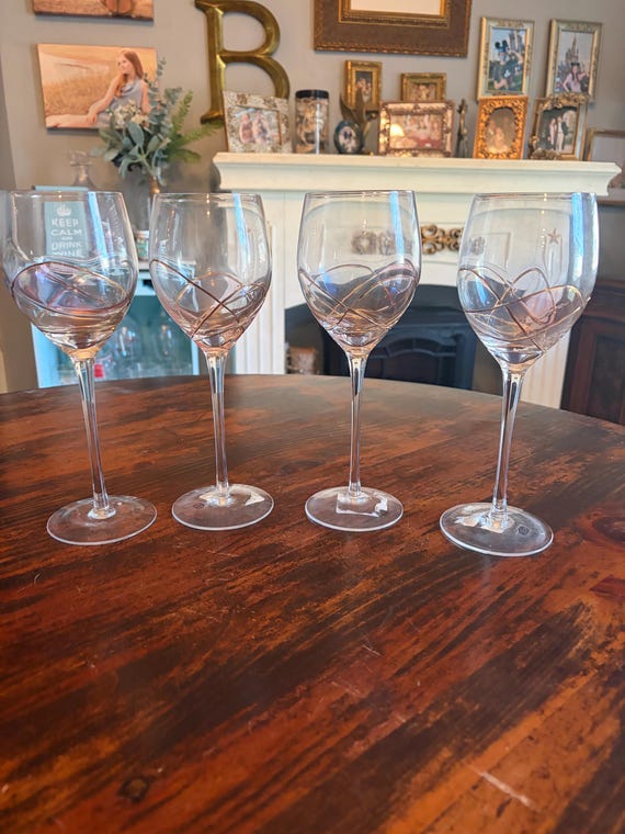 Unique Gold Twist Stained Glass Wine Glasses | Set of 4 |