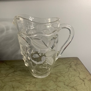 Mikasa Garden Harvest Crystal Frost 8 1/4” Tall Pitcher Fruit Cherries Pears