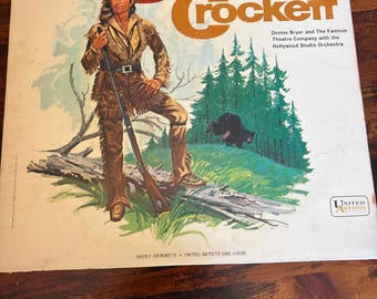Antique United Artists Records | Davy Crockett |  Vinyl Record | Denise Bryer | Hollywood Studio Orchestra | Tale Spinners for Children |