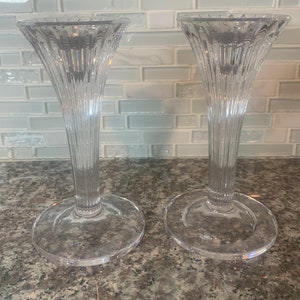 Vintage Set of 2 Waterford Crystal Corinth 6 Inch Candlesticks | Discontinued |