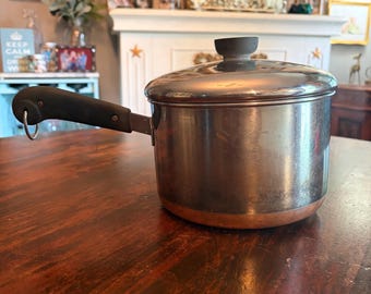 Vintage Revere Ware 3 quart Sauce Pan with Lid Copper Bottom Clintion IL