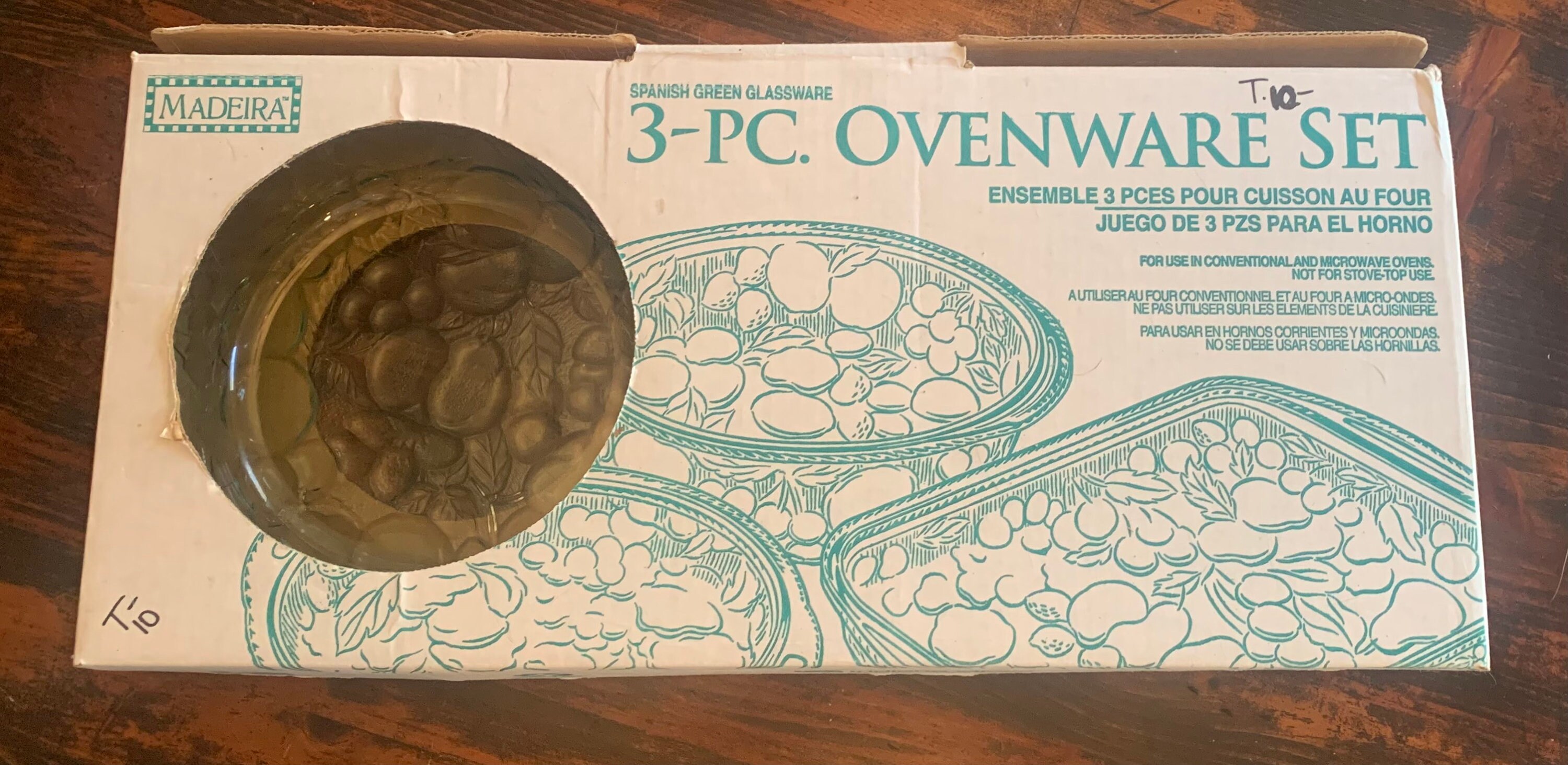 Vintage 3-pc Ovenware Set Madeira Spanish Green Glassware by - Etsy