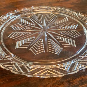 Vintage Glass Snowflake Footed Cake Plate | Discontinued | Holidays |