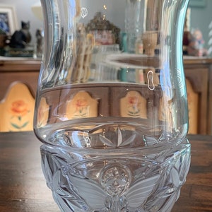 Vintage Gorham Crystal Angels  of Peace Hurricane Candle Holder - Holiday Traditions Collection with Box