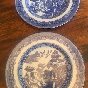 Set of 2 Willow Blue by Johnson Brothers Dinner Plates | 10.5 Inch | Discontinued | England |