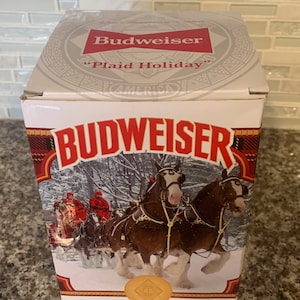 Budweiser Stein Plaid Holidays Clydesdales Beer Stein Limited Edition in Original Box | 2021 |