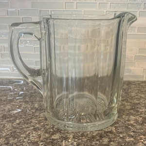 Vintage Ribbed Depression Glass Pitcher