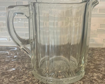 Vintage Ribbed Depression Glass Pitcher