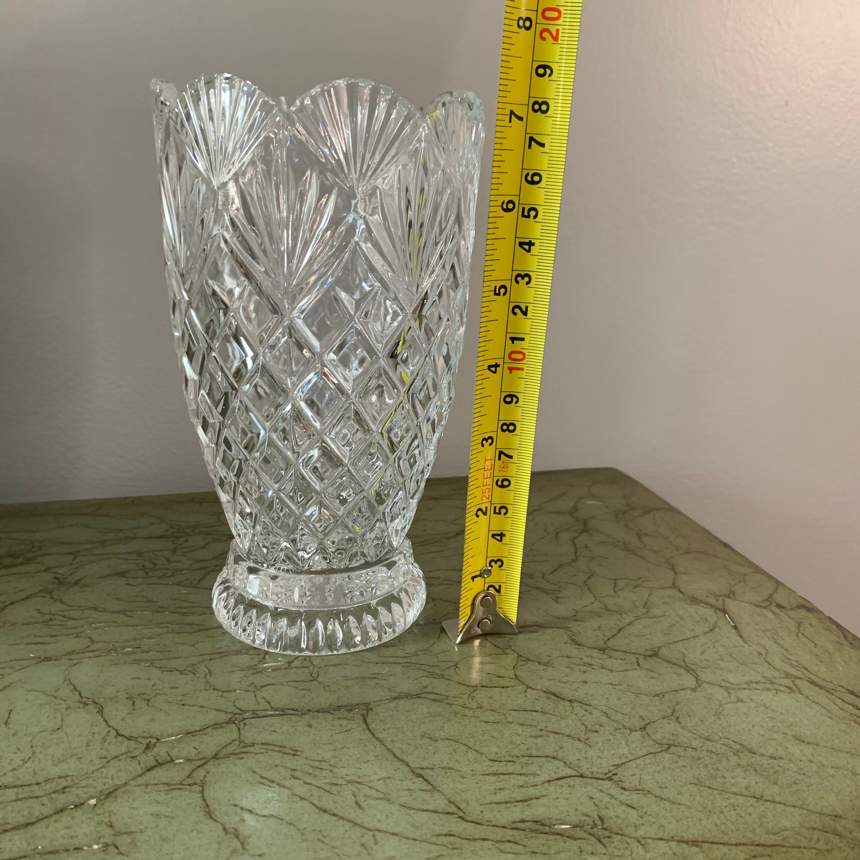 Lead Crystal Clear Fan Vase Made in Slovakia 24 Pbo Etsy