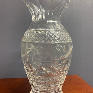 Vintage Waterford Cut Crystal Vase from Giftware Collection in Discontinued Swirl Pattern, Circa 1990.