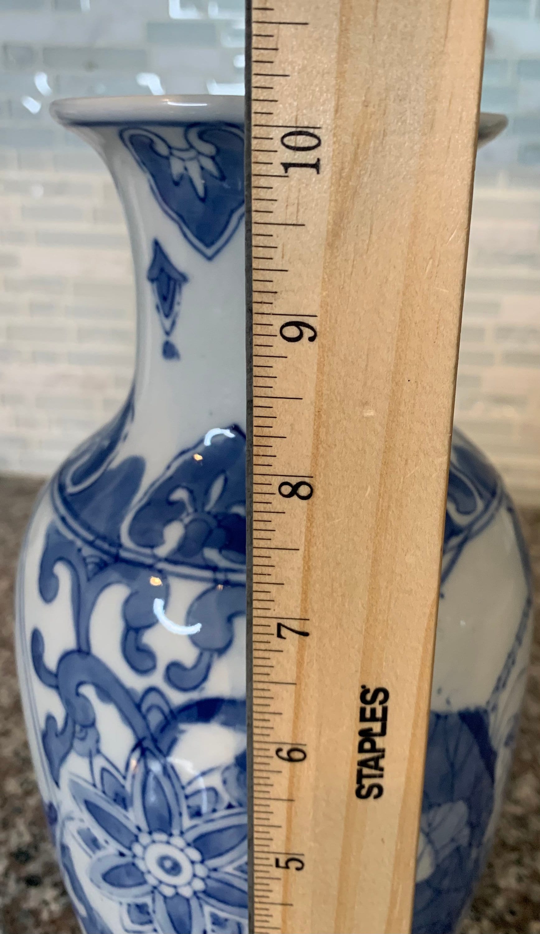 Vintage Chinoiserie Blue and White Porcelain Floral Vase With - Etsy
