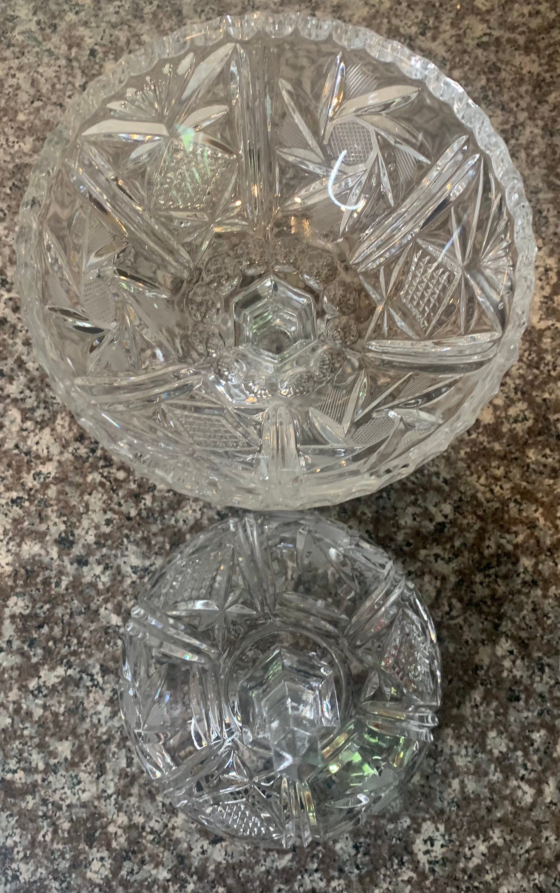 Vintage Cut Lead Crystal Compote/apothecary Jarcut Pinwheel Etsy