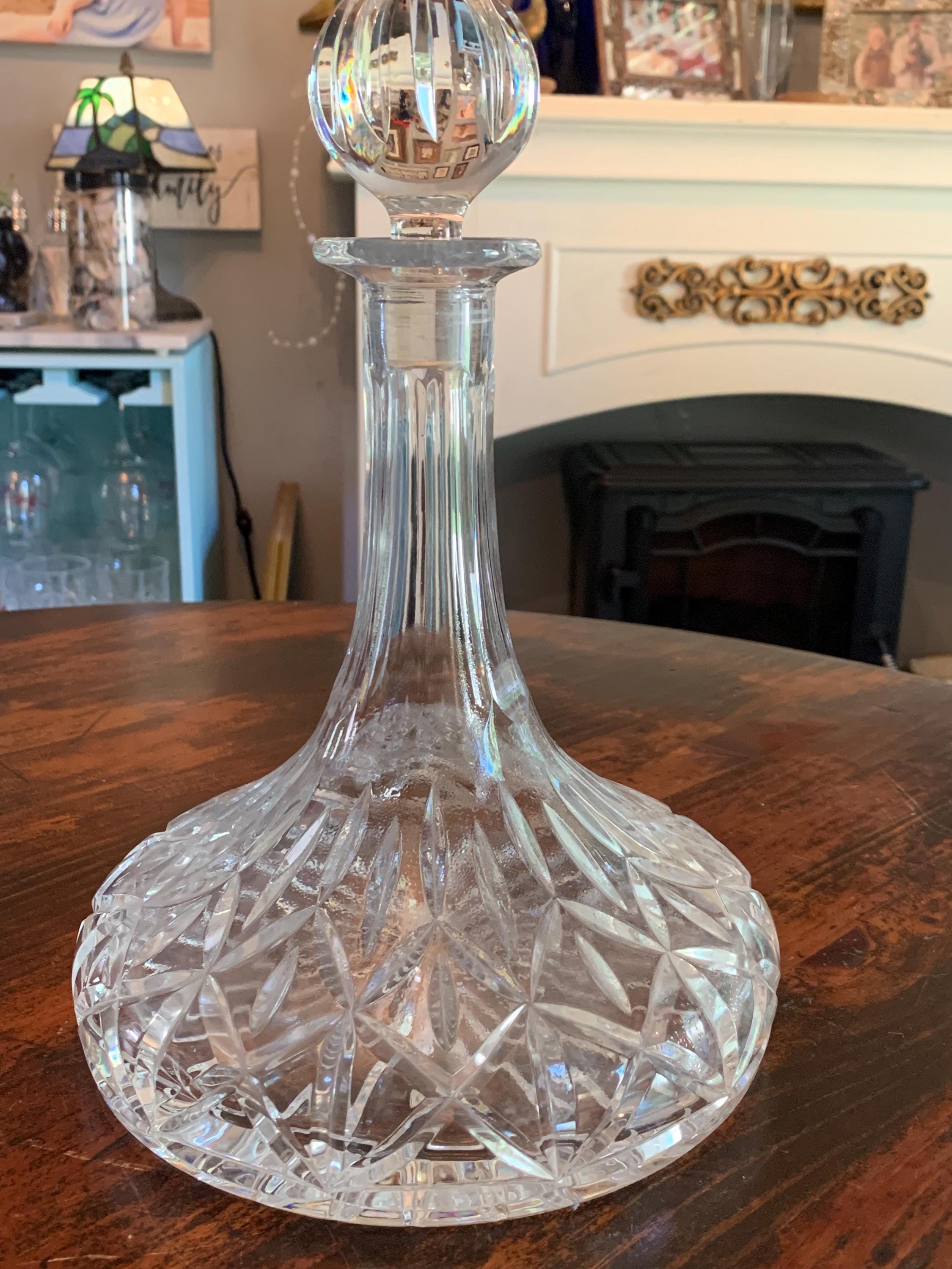 Vintage Block Crystal Olympic Ships Decanter and Stopper | Round
