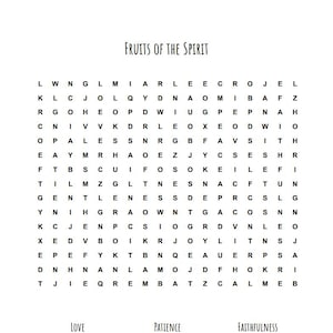 Fruits of the Spirit Word Search