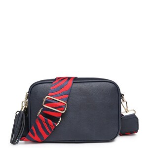 Navy crossbody tassel bag with two detachable/changable straps
