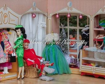 Vintage Barbie and poodle - Christmas Shopping - Giclée Fine Art Photograph
