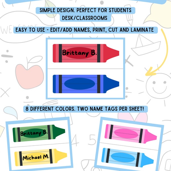 Crayon Name Tags (Editable Version)