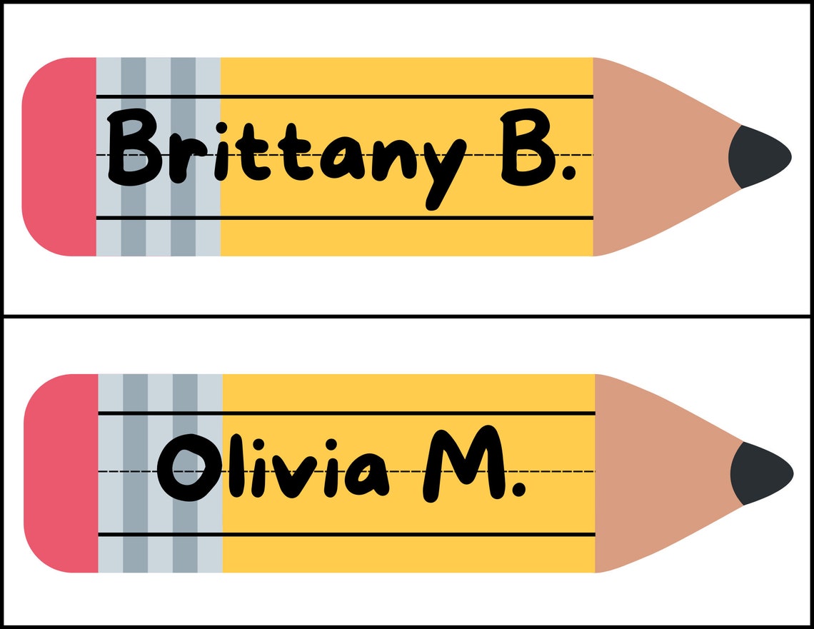 Printable Pencil Name Tag Template