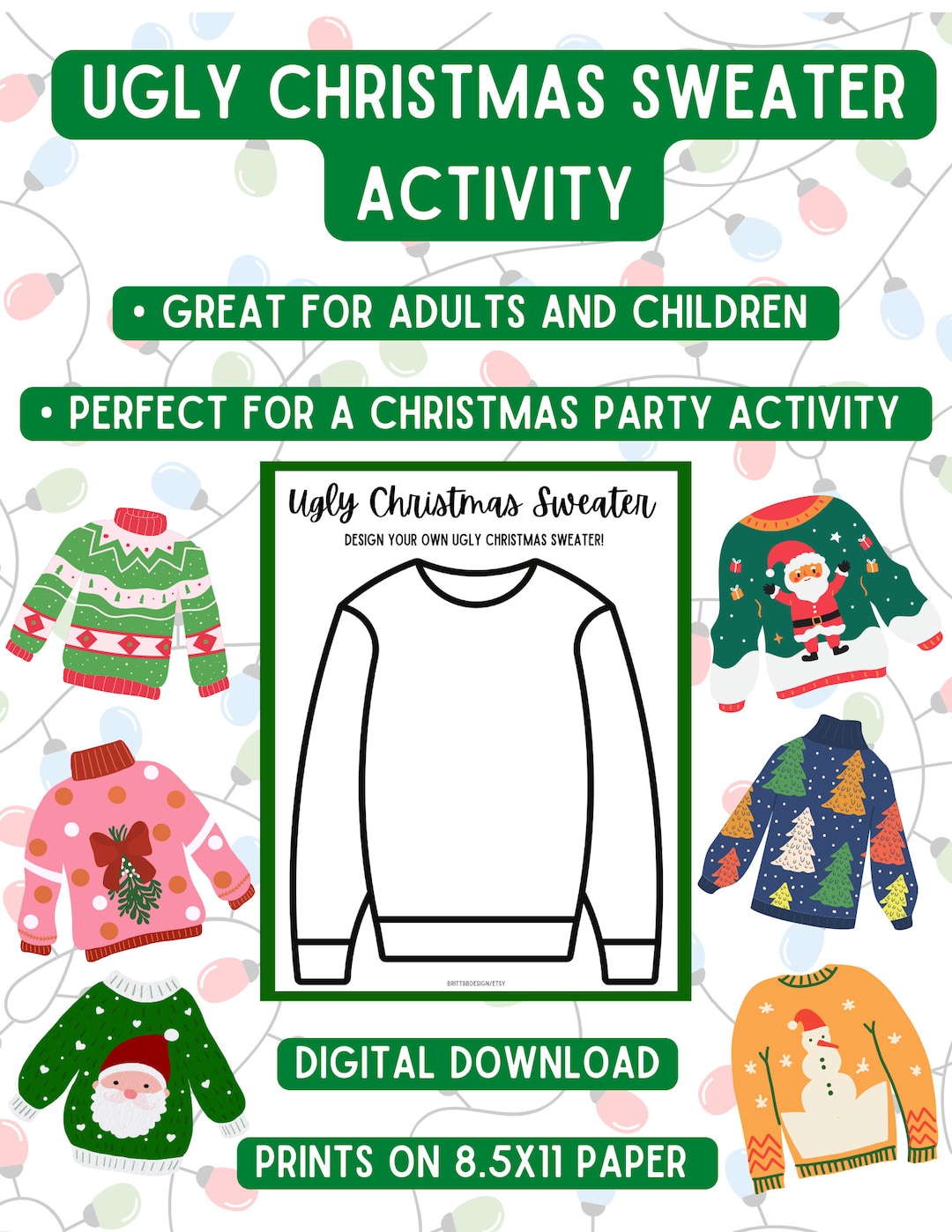 Ugly Christmas Sweater Activity - Etsy