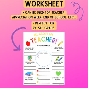 All About My Teacher Worksheet
