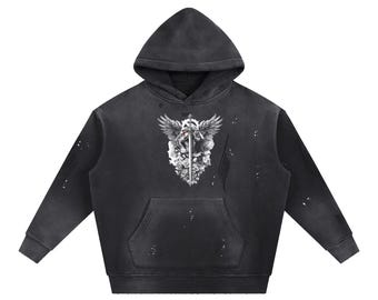 Sudadera con capucha vintage de polar deshilachado y lavado