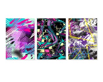 Impresión mural enmarcada de tres piezas - Gnew Graffiti Pack