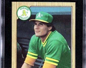 1987 Topps #620 Jose Canseco Rookie Cup PSCG 9.5 Mint Rare Error de impresión Tarjeta 3 Puntos Verdes