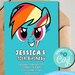 Rainbow Dash Birthday Invitation - Kids Themed My Little Pony Birthday ...