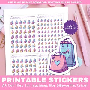 Pegatinas con íconos de compras / Pegatinas para planificador de terapia de compras / Pegatinas funcionales imprimibles para Cricut y Silhouette Print and Cut