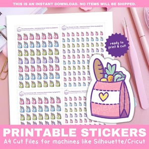 Grocery Bag Icon Stickers | Shopping Planner Stickers | Printable Functional Stickers for Cricut & Silhouette Print and Cut