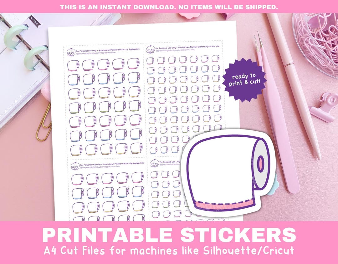 Restock Paper Toilet Paper Icon Stickers | Restock Reminder and Bathroom Planner ...