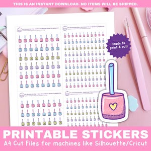 Stickers met pictogram voor schone badkamer | Stickers toiletscrub en karwei | Afdrukbare functionele stickers voor de Cricut en Silhouette