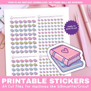 Lies ein Buch Aufkleber | Reading Tracker and Bookish Planner Stickers | Druckbare funktionale Aufkleber für Cricut & Silhouette Print und Cut
