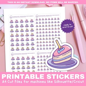 Autocollants de gâteau de jour de triche | Stickers Faites plaisir et faites-vous plaisir | Stickers fonctionnels imprimables pour Cricut & Silhouette Print and Cut