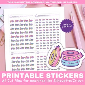 Washi Tape Icon Stickers | Craft and Journaling Planner Stickers | Printable Stickers for Cricut and Silhouette
