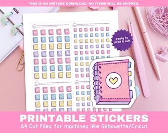 Coiled Planner Icon Stickers | Spiral Notebook and Planning Time Planner Stickers | Printable Functional Stickers for Cricut and Silhouette