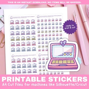 Cute Work Laptop Stickers | Office Task and Work Reminder Stickers | Printable Functional Stickers for Cricut & Silhouette Print and Cut