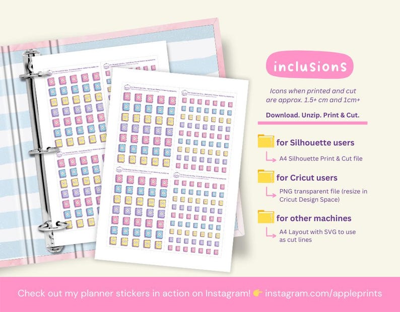 Coiled Planner Icon Stickers | Spiral Notebook and Planning Time ...