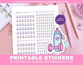 Workout Gym Icon Stickers | Fitness Planner Stickers | Printable Functional Stickers for Cricut & Silhouette Print and Cut