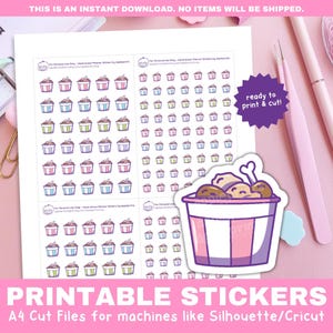 Pegatinas de pollo frito / Pegatinas de comida trampa y comida para llevar / Pegatinas funcionales imprimibles para Cricut y Silhouette