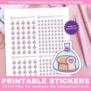 Pegatinas con íconos de compra de pan / Pegatinas recordatorias para la compra de comestibles y el pan / Pegatinas funcionales imprimibles para Cricut y Silhouette Print and Cut