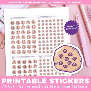 Pegatinas con íconos de galletas / Pegatinas para el planificador de días de trampa y panadería / Pegatinas funcionales imprimibles para Cricut y Silhouette Print and Cut