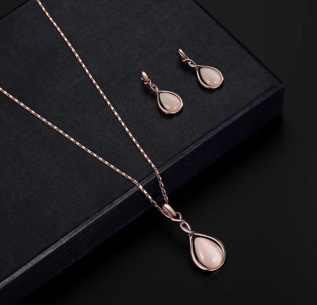 Rose Gold Jewellery Set Wedding Jewellery, Bridesmaids Gift, Rose Gold