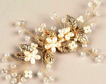 bride hair accessories, gold hair vine, prom hair accessories, hair accessories