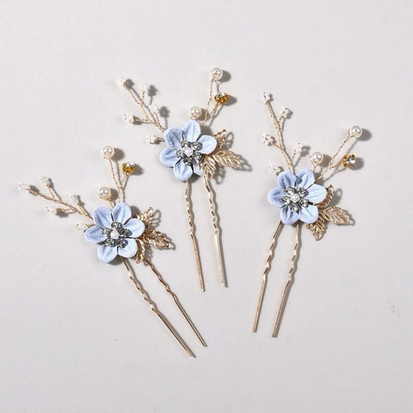 bridal hair accessories, hair jewellery, something blue bride accessories, wedding hair pins