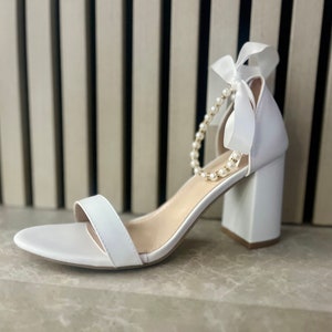 Bridal shoes, wedding shoes, heel wedding sandals, pearl Bridal shoes, Pearl wedding  bridal heels