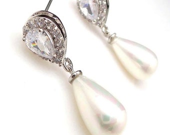 pearl dangle earrings bridal earrings, bridal jewellery, wedding jewellery, drop earrings