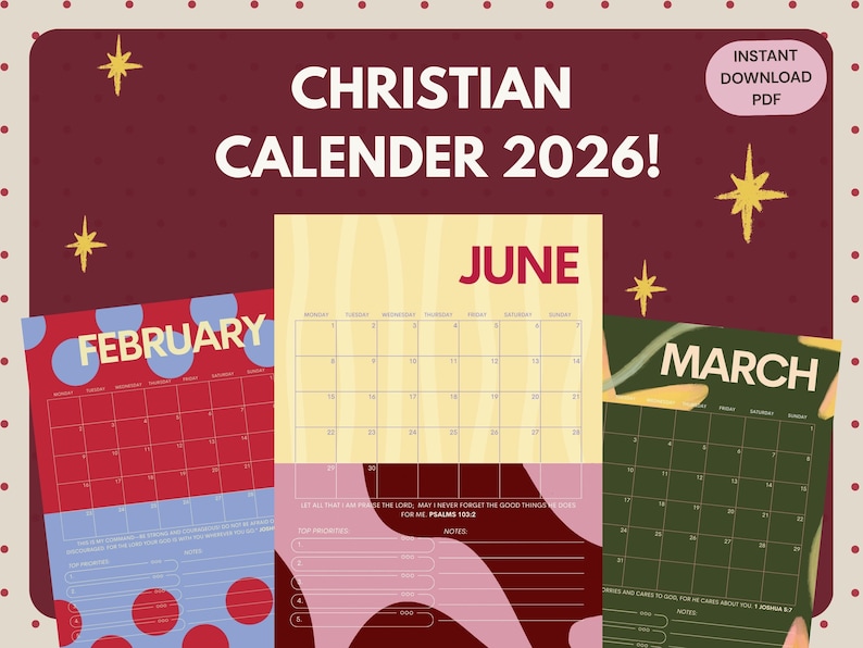 2026 Digital Christian Calendar Printable Modern - Etsy