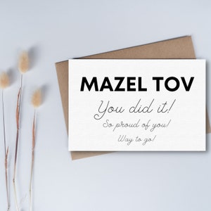 Mazel Tov digital download card! Congratulations printable card. Bar mitzvah Bat mitzvah. Wedding Card. New Baby Card. graduation card.