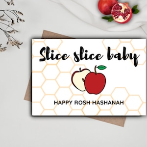 Biglietto digitale "Slice Slice Baby" per le festività ebraiche! Divertente biglietto ebraico. Regalo per Sukkot. Regalo per il Capodanno ebraico. Un dolce biglietto di auguri per il Capodanno.